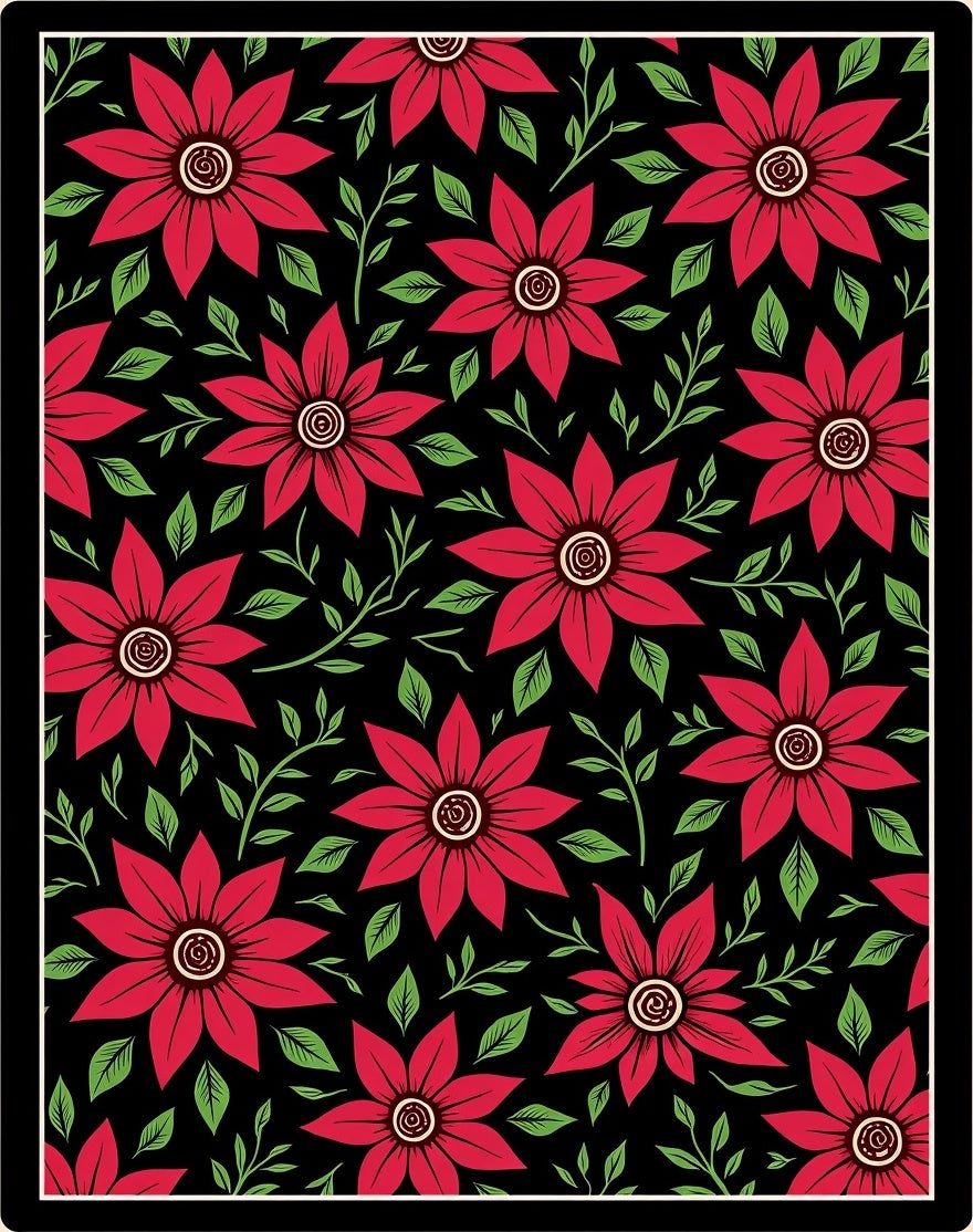 Crimson Poinsettia Bloom Arrangement Rug