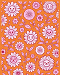 Playful Pink Floral Garden Medallion Rug