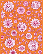 Playful Pink Floral Garden Medallion Rug