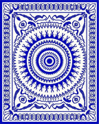 Cobalt Blue Radial Medallion Mandala Rug