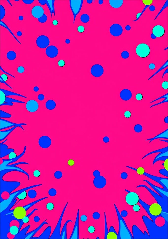 Vibrant Pink Teal Blue Circles Rug