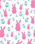 Pink Bunny Floral Spring Meadow Rug