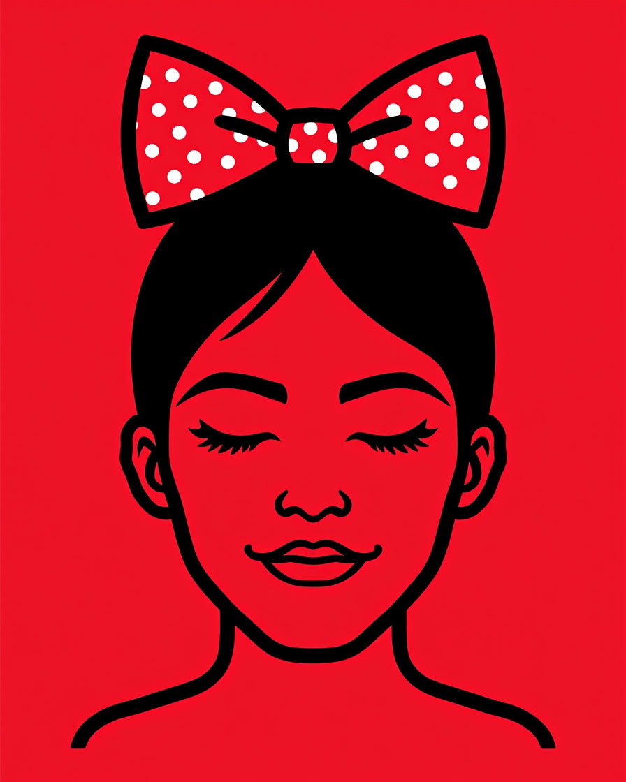 Whimsical Red Polka Dot Bow Girl Rug