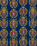 Navy Blue and Gold Crest Motif Rug