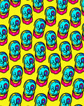 Bright Yellow Cyan Pink Skull Rug