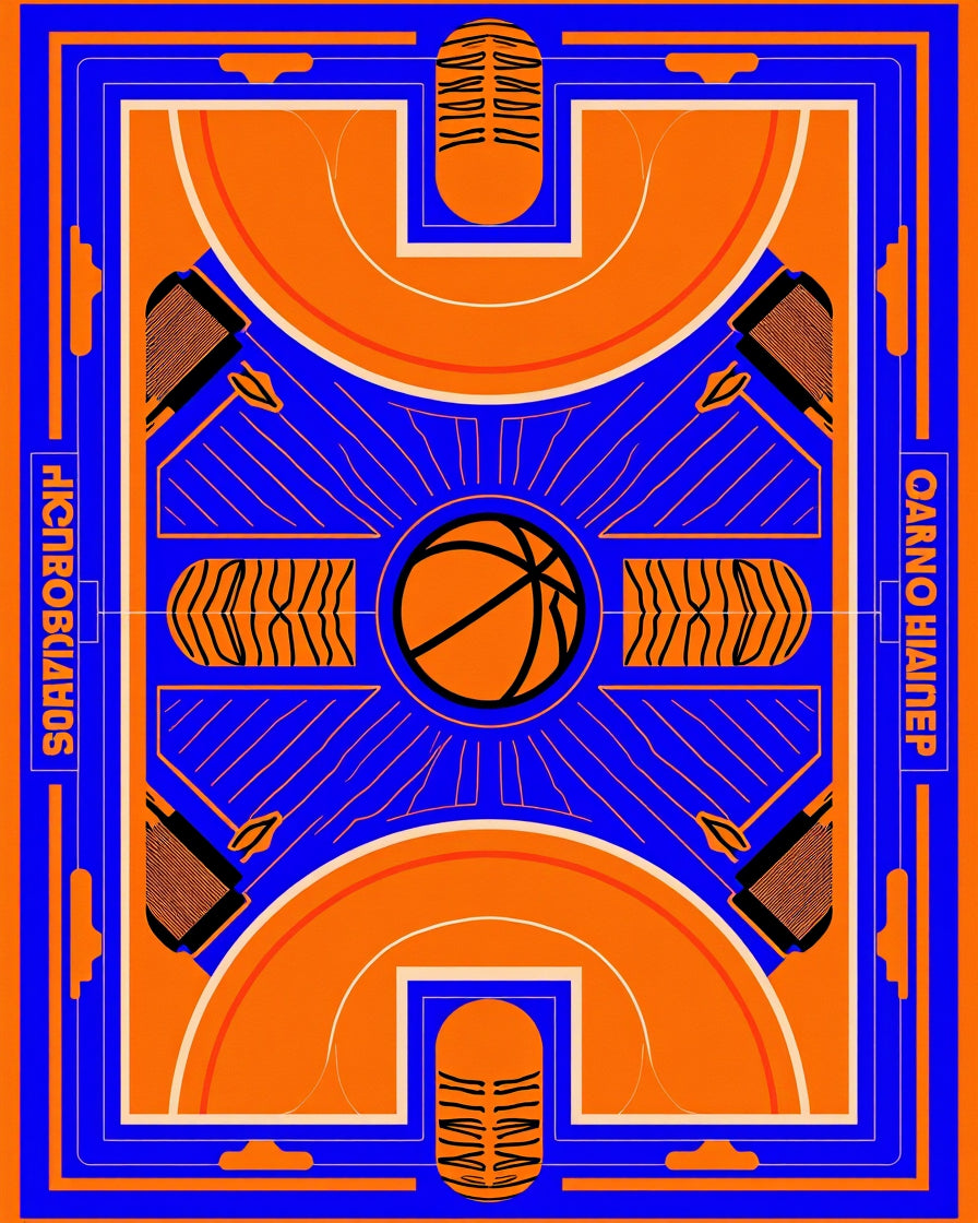 Bold Orange Royal Basketball Court Rug