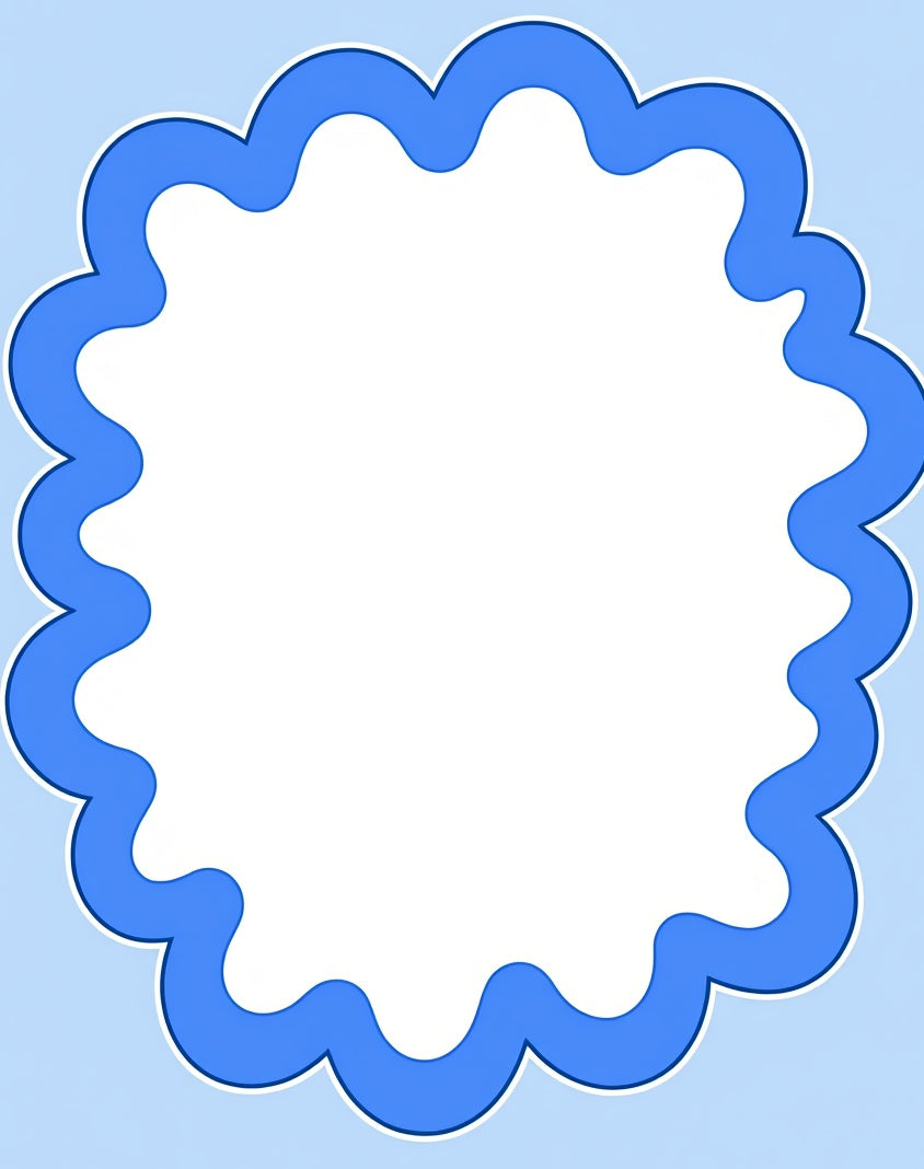 Blue Cloud Border Scalloped Rug