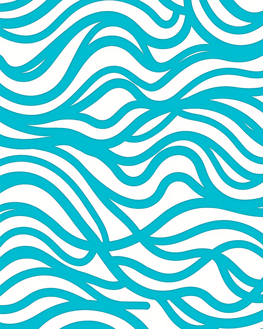 Turquoise Abstract Wavy Lines Rug