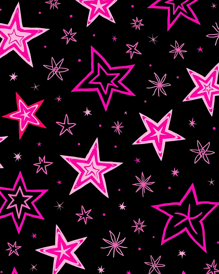 Bold Pink Starburst Night Sky Rug