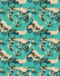 Teal Abstract Organic Forms Rug