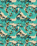 Teal Abstract Organic Forms Rug