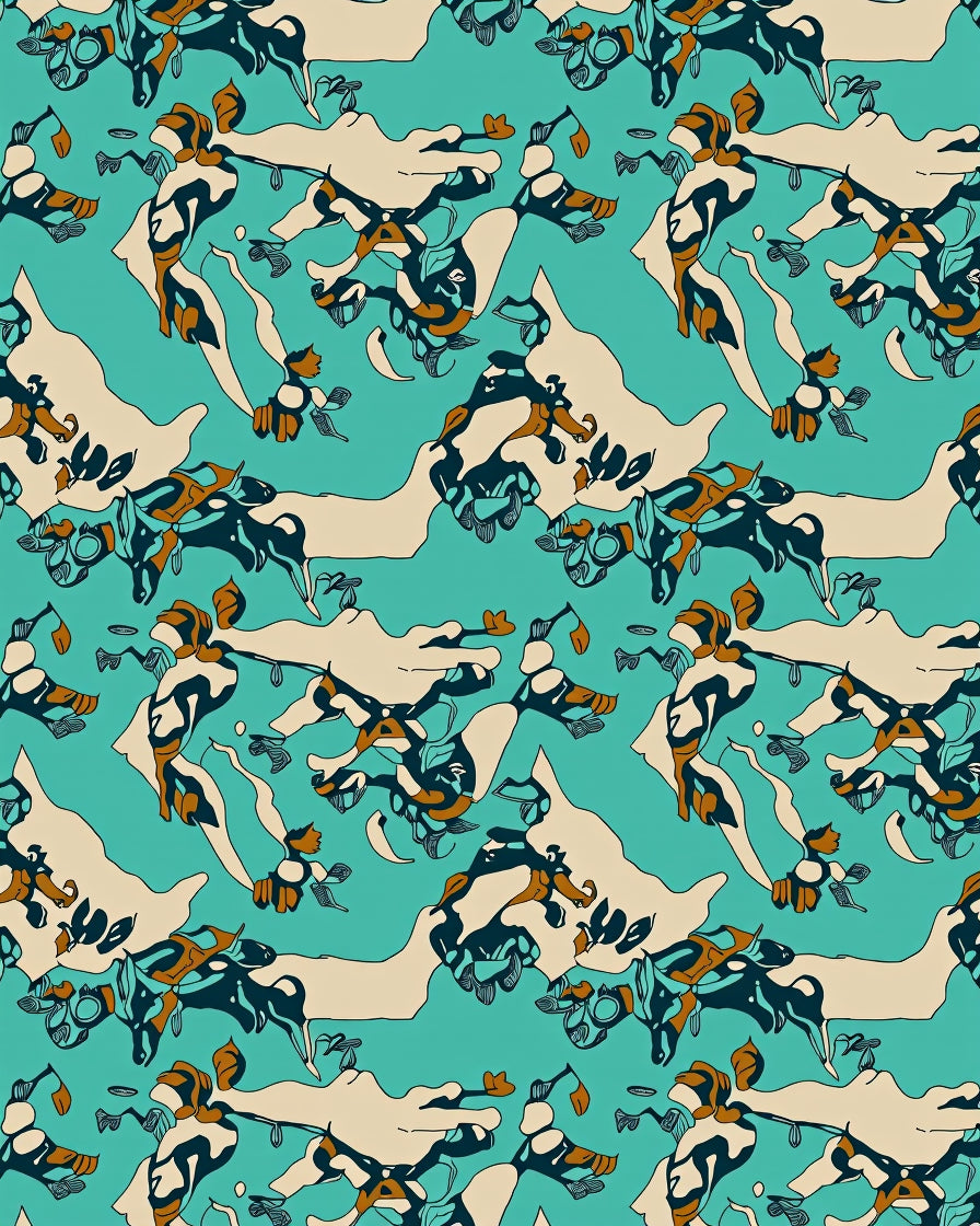 Teal Abstract Organic Forms Rug