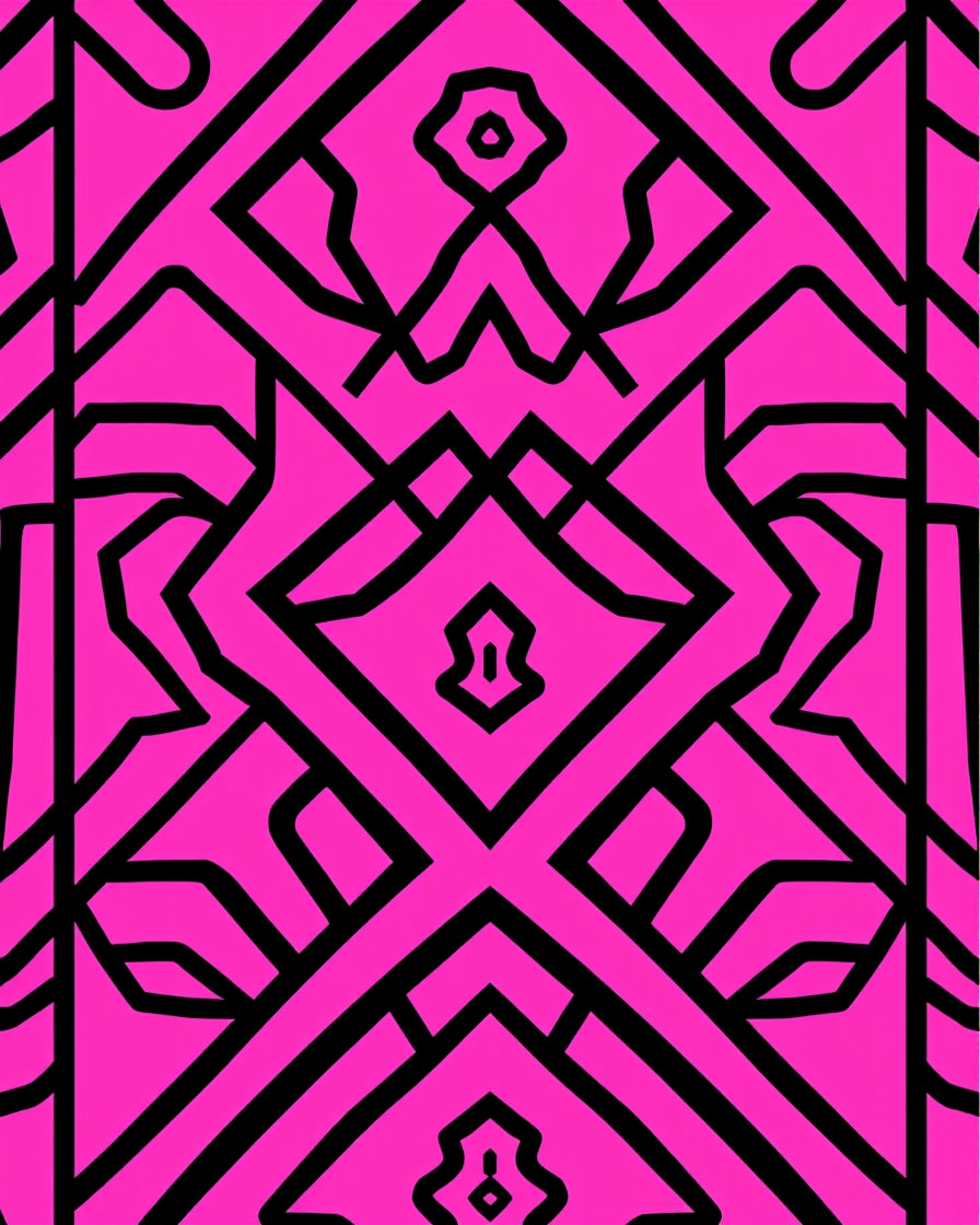 Bubblegum Pink Op Art Geometric Maze Rug
