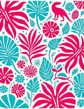 Bright Coral Teal Tropical Dino Flora Rug