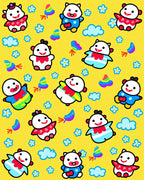Cute Cartoon Characters Yellow Background Rug