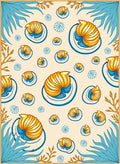 Nautical Gold Nautilus Blue Shells Rug