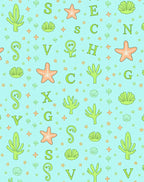 Aqua Sea Life Alphabet Collage Rug