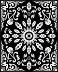 Black White Floral Mandala Rug