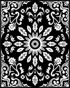 Black White Floral Mandala Rug