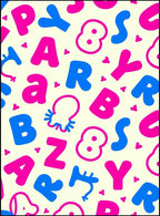 Bold Blue Pink Alphabet Hearts Rug