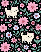 Cute Kitten Floral Botanical Garden Rug
