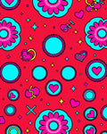 Red Hot Pink Turquoise Floral Heart Medallion Rug