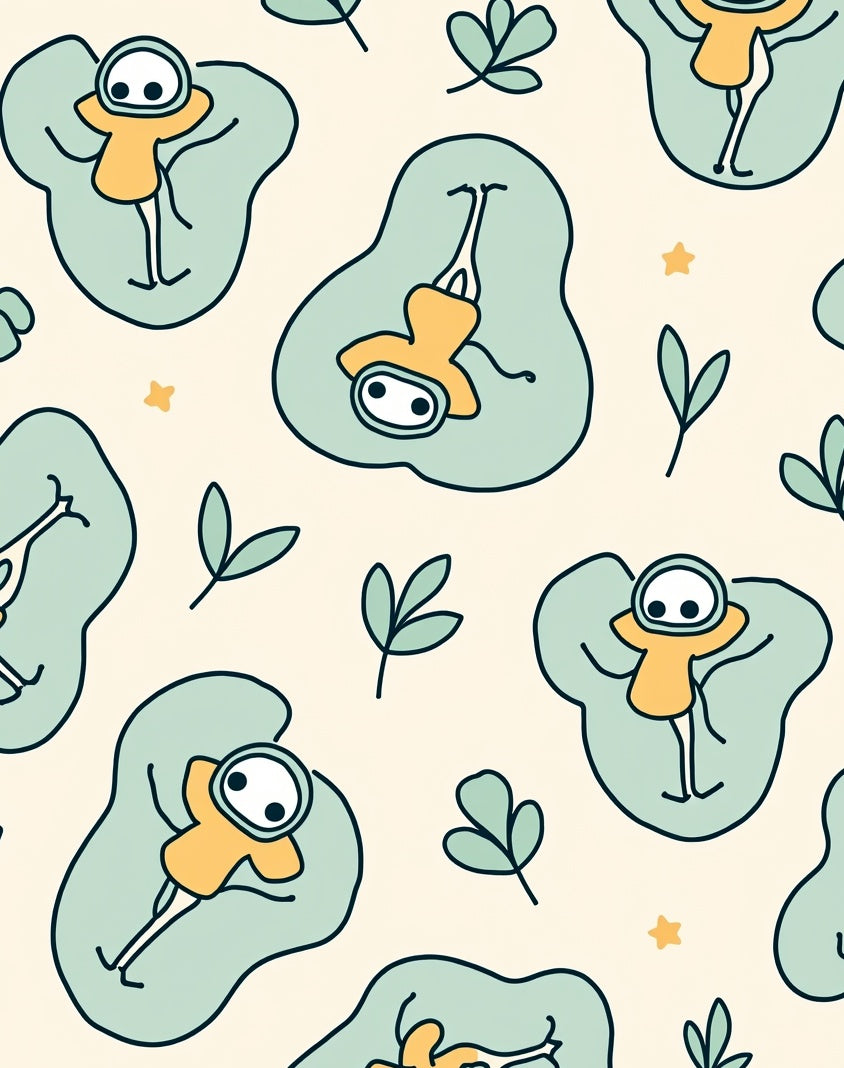Whimsical Figures In Soft Green Shapes Rug