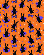 Orange Black Bunny Moon Bowtie Rug