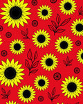 Vibrant Yellow Sunflower Garden Red Rug