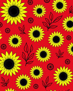 Vibrant Yellow Sunflower Garden Red Rug