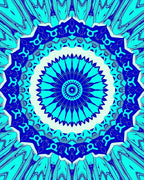 Deep Blue Aqua Mandala Radiance Rug