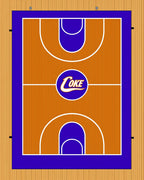Orange Purple Court Round Logo Rug