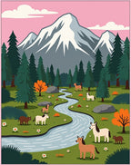Woodland Stream Horse Meadow Scene Rug