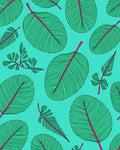 Teal Green Feather Folia Swirl Rug