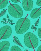 Teal Green Feather Folia Swirl Rug