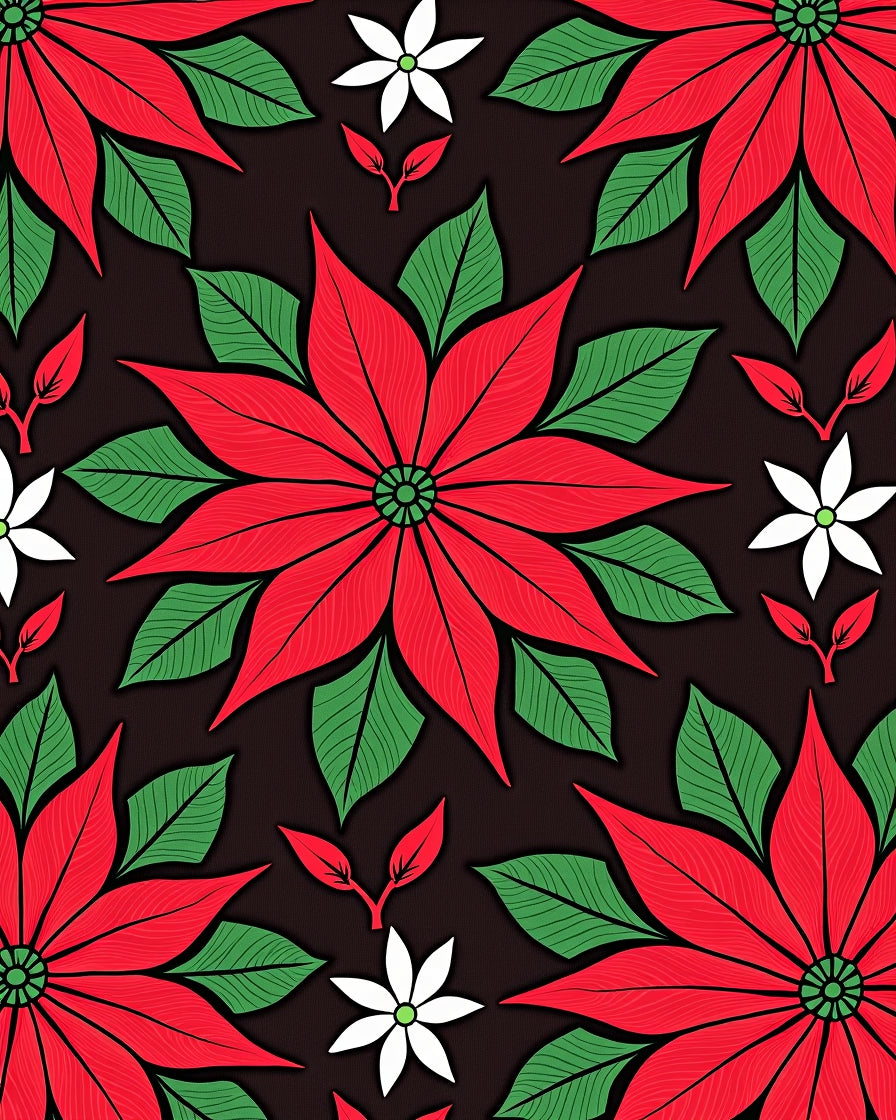 Red Green Floral Petal Garden Rug