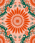 Coral Bloom Floral Medallion Rug
