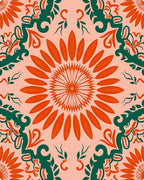 Coral Bloom Floral Medallion Rug