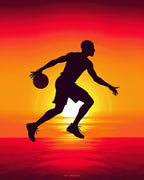 Dusk Basketball Player Silhouette Rug
