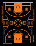 Orange Black Court Abstract Rug