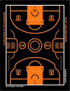 Orange Black Court Abstract Rug