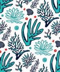 Teal Ocean Coral Sea Life Collage Rug