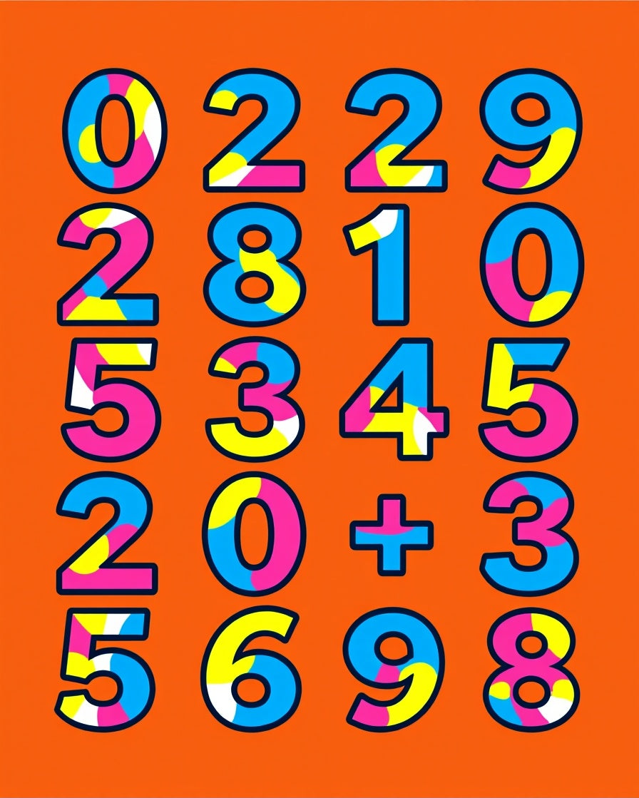 Bold Colorful Number Grid Rug