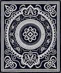 Dark Navy White Intricate Mandala Rug