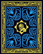 Royal Lion Yellow Blue Frame Rug