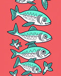Teal Fish School Mid-Century Modern Aqua Rug