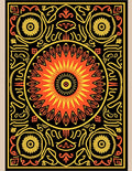Radiant Sunburst Mandala Black Rug