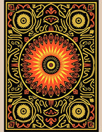 Radiant Sunburst Mandala Black Rug