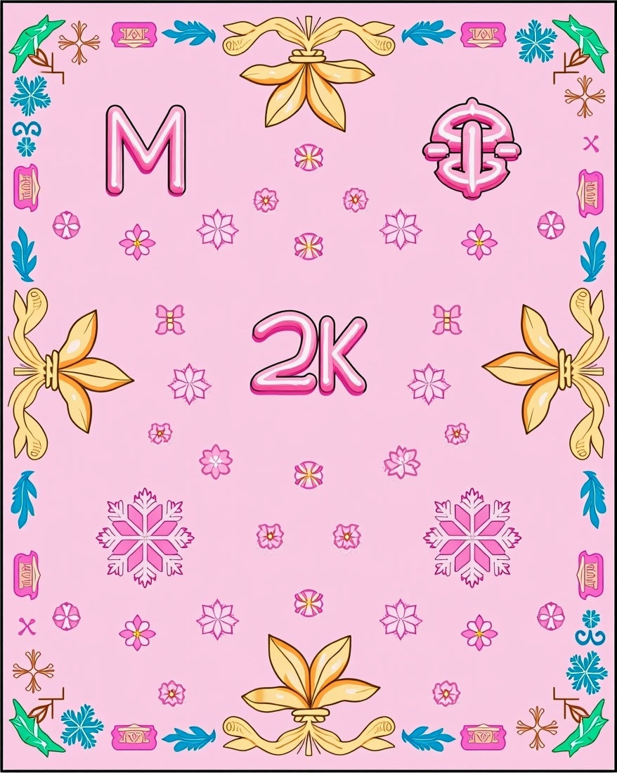 Pink Floral Medallion Corner Accents Rug