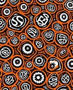 Bold Orange Black White Tribal Forms Rug